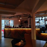 Windows overlooking library at Octagon Kitchen & Bar in Bolton
