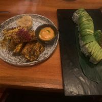 futomaki sushi and bbq corn ribs   at Nishi in Holetown