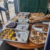 Selection of cake and focaccia at Morgan and Watson  in South East London