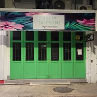 Entrance #Veganuary at BOTICA BISTRO - Nutty Treesome in Playa Del Carmen