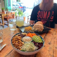 Kung fu bowl (gf) and big bang sandwich  at BOTICA BISTRO - Nutty Treesome in Playa Del Carmen