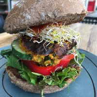 Kale, Sweet Potato and Quinoa Burger at Raw Energy in Coolangatta