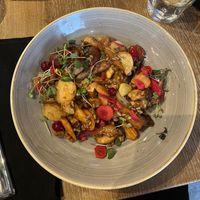 “Stir fry” with seasonal vegetables and tofu  at Bistro Hortus in Quebec