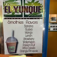 Available smoothie flavors (all made without milk!) at El Yunique Rainforest Cafe in Rio Grande