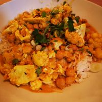 Curry and rice at Cultivate Food in Oslo