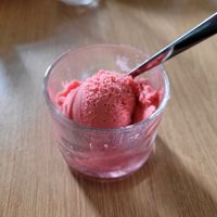 Strawberry ice cream at Cultivate Food in Oslo