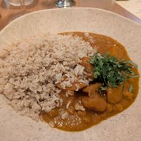 Indian curry with rice at Cultivate Food in Oslo