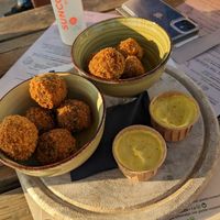 Vegan bitterballen with mustard at Zoomers in Castricum
