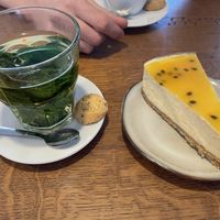 Mint tea with vegan passion fruit cheesecake   at Buna Koffiebar in Castricum