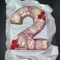 Raspberry white chocolate number cake  at Grainglow  in Adliswil