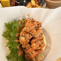Maitake fritters with sweet & spicy sauce  at Luu's Bao in Osaka