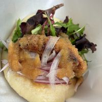 Plant-based meat bao with wasabi mayo at Luu's Bao in Osaka