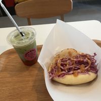 Strawberry matcha + bao  at Luu's Bao in Nara