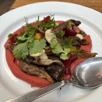 Mushrooms in a beetroot puree at Chuí in Buenos Aires