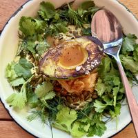 Charred avocado, kimchi, ‘leche de tigre'  at Chuí in Buenos Aires