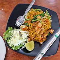 Yellow noodles, vegetarian option at Baantapkad Bangalows & Restaurant in Koh Yao Yai