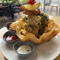 Vegan fish and chips  at Vega in Spring Hill