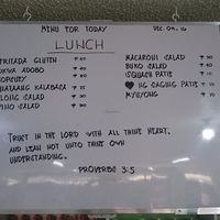 Menù changes daily  at Palawan Adventist Hospital Vegetarian Restaurant in Puerto Princesa