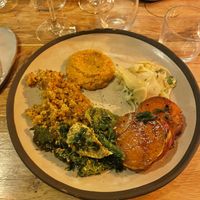 Plat : quinoa, patate douce, crème poivron, fenouil   at L'Etable d'Ossau in Buzy