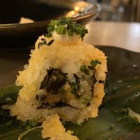 Crispy sushi with vegan cashew cream and mushroom at Veg & the Gang - Carrer Casanova in Barcelona