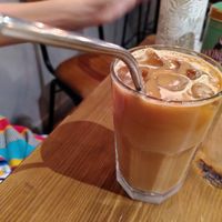 Decaf iced oat latte (June 2023) at 200 Degrees Coffee in York