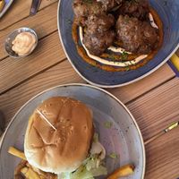 Fritters, lamb burger   at Herbivorous - Withington in Manchester