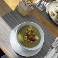 Sopa de Arvejas y Menta at Hablemos Coco Cafe in Puerto Natales