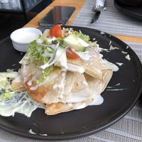 Quesadillas - very tasty sauce!   at Hablemos Coco Cafe in Puerto Natales