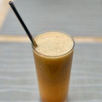 Carrot ginger juicee  at Hablemos Coco Cafe in Puerto Natales