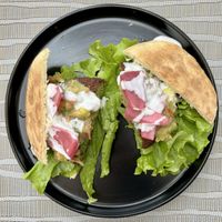 Falafel burgerr  at Hablemos Coco Cafe in Puerto Natales