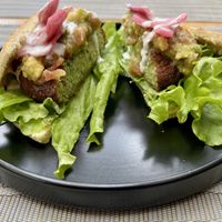 Falafel burger  at Hablemos Coco Cafe in Puerto Natales