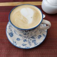 Latte (delicious) at Hablemos Coco Cafe in Puerto Natales