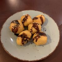 Fried banana and chocolate sauce   at Vin in Vienna