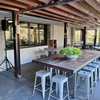 Shaded patio and they have their own parking area at Vegas Vegan Eatery in Las Vegas