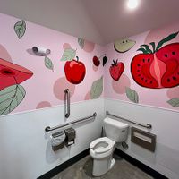 Red toilet at Vegas Vegan Eatery in Las Vegas