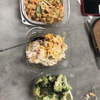From left: Buffalo chickpea, loaded potato, 🥔 broccoli 🥦   at Vegas Vegan Eatery in Las Vegas