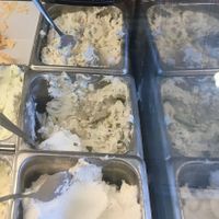 Selection of 3 kinds of tofu cream cheese. at Bagelworks in New York City
