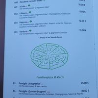 Vegane Karte at Bruno's Pizza in Leopoldshafen