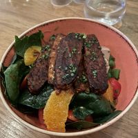 Tempeh bowl at Kaliya in Santorini