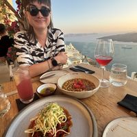 Tomato tart and traditional chickpeas  at Kaliya in Santorini