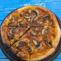 Fungi pizza without cheese at Pallet Cafe in Nairobi