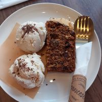 Simnel cake and icecream  at Francesca's in Scarborough