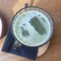matcha iced latte  at Cafedu in Prague