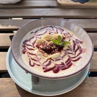 Peanut butter and jelly oatmeal  at Cafedu in Prague