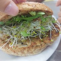 Burger at Súper Soya in Puebla