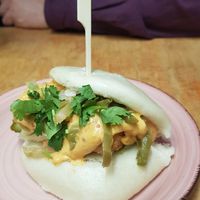 Bun with fried tofu and pickles and a very tasty sauce at Wen Cheng Handpulled Noodles - I in Berlin