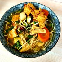 Signature mushroom noodle soup #Veganuary at Bún Huế Cafe in Central Singapore