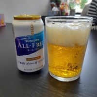 Suntory All-Free that looks like alcohol but taste like soda at Bún Huế Cafe in Central Singapore