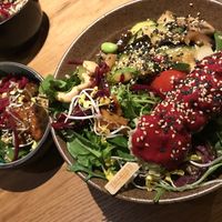 vegan bowl and tempeh on the side  at Vegan House - Schillerplatz in Dresden