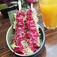 Tofusticks mit Himbeersauce at Vegan House - Schillerplatz in Dresden